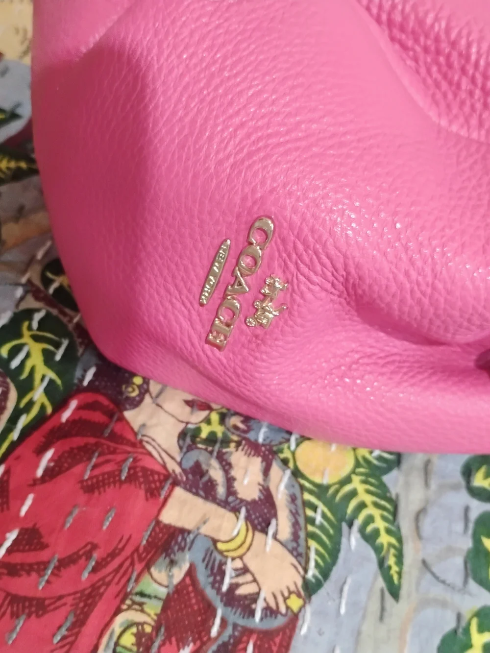 Coach Hot Pink Pebbled Leather Hobo with Gold Hardware